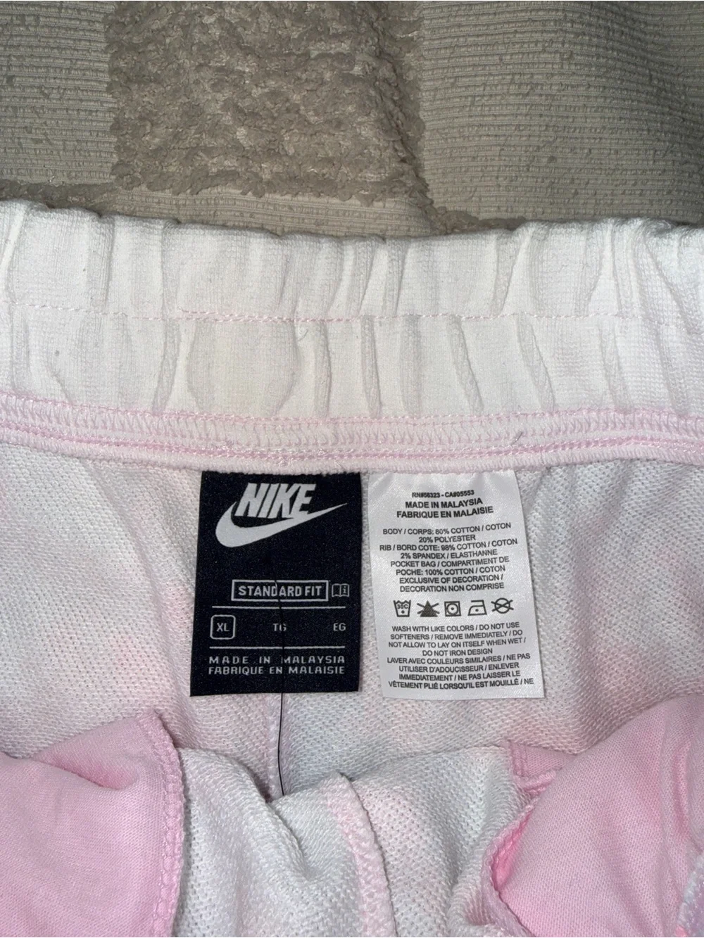 Nike Girls Pastel Tie Dye Athletic Shorts Pink White XL Standard Fit Pocket